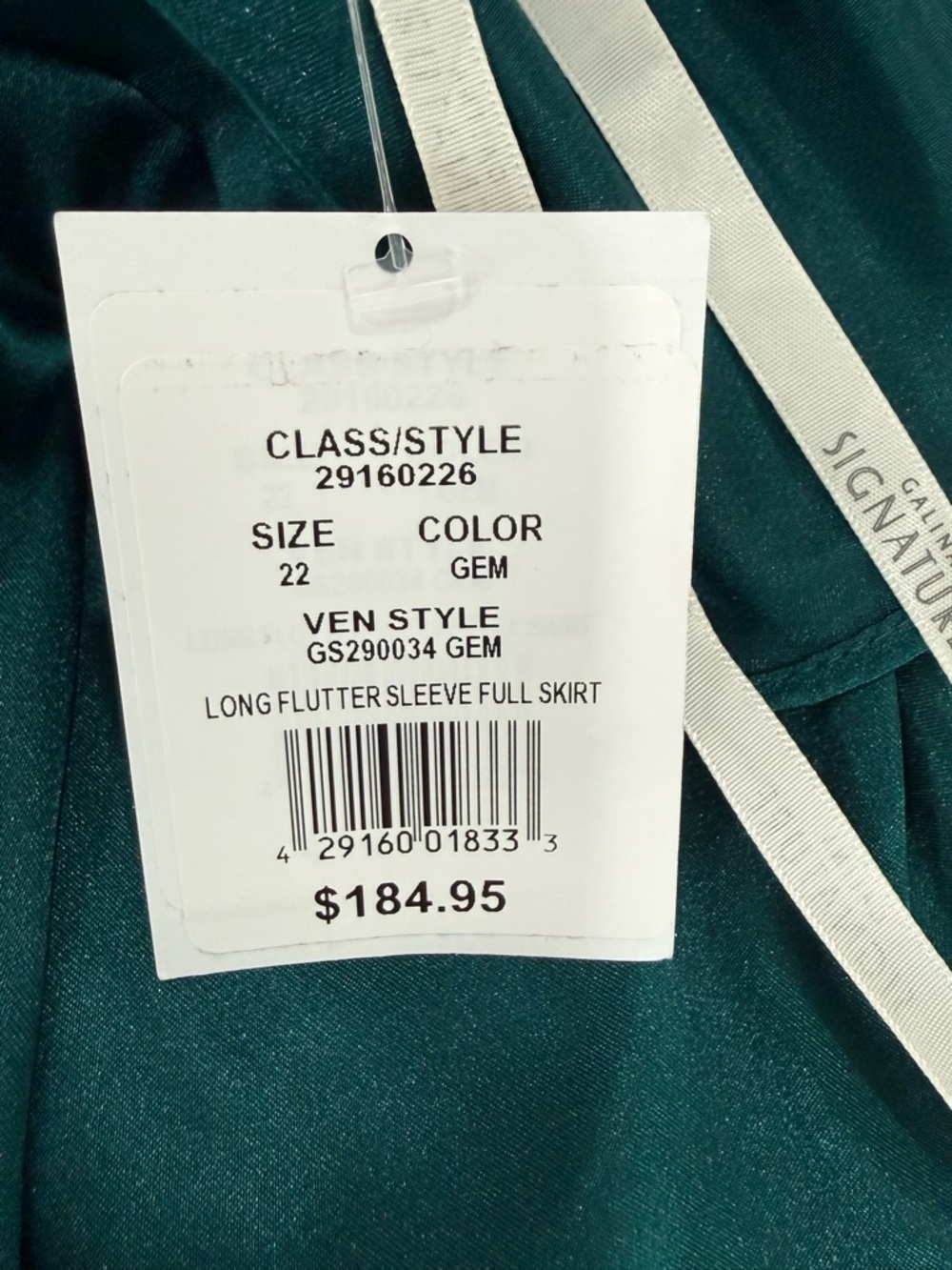 Galina Signature Plus-Size Emerald Satin V-Neck Maxi Dress with Side Slit - Picture 6 of 7